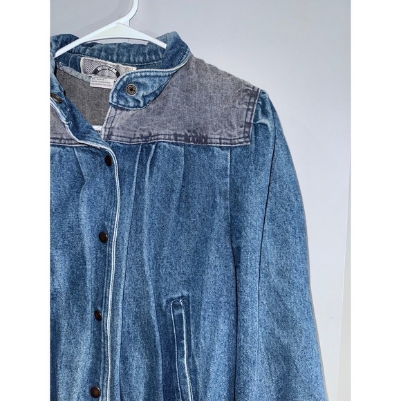 Vintage WBRK-FM gray and blue denim jacket 80's to 90's snap front size medium - Picture 2 of 9